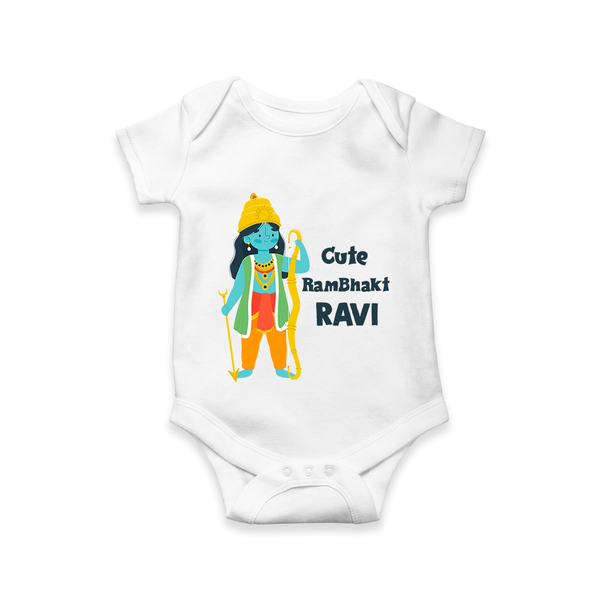 Cute Ram Bhakt Personalized Kids Romper - WHITE - New Born (Chest 14")
