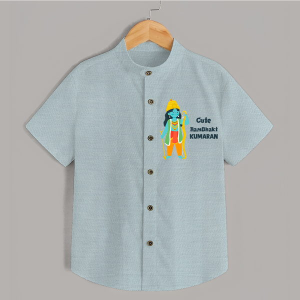 Cute Ram Bhakt Personalized Kids Shirt - ARCTIC BLUE - 0 - 6 Months Old (Chest 23")