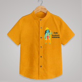 Cute Ram Bhakt Personalized Kids Shirt - CHROME YELLOW - 0 - 6 Months Old (Chest 23")
