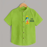 Cute Ram Bhakt Personalized Kids Shirt - LIME GREEN - 0 - 6 Months Old (Chest 23")