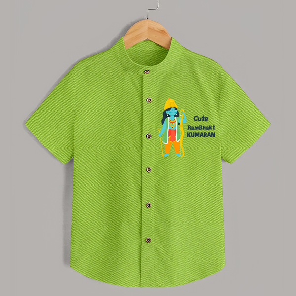 Cute Ram Bhakt Personalized Kids Shirt - LIME GREEN - 0 - 6 Months Old (Chest 23")