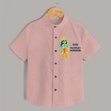 Cute Ram Bhakt Personalized Kids Shirt - PEACH - 0 - 6 Months Old (Chest 23")
