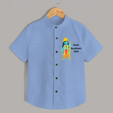 Cute Ram Bhakt  - Customized Ram Themed Shirt For Kids With Name - SKY BLUE - 0 - 6 Months Old (Chest 23")