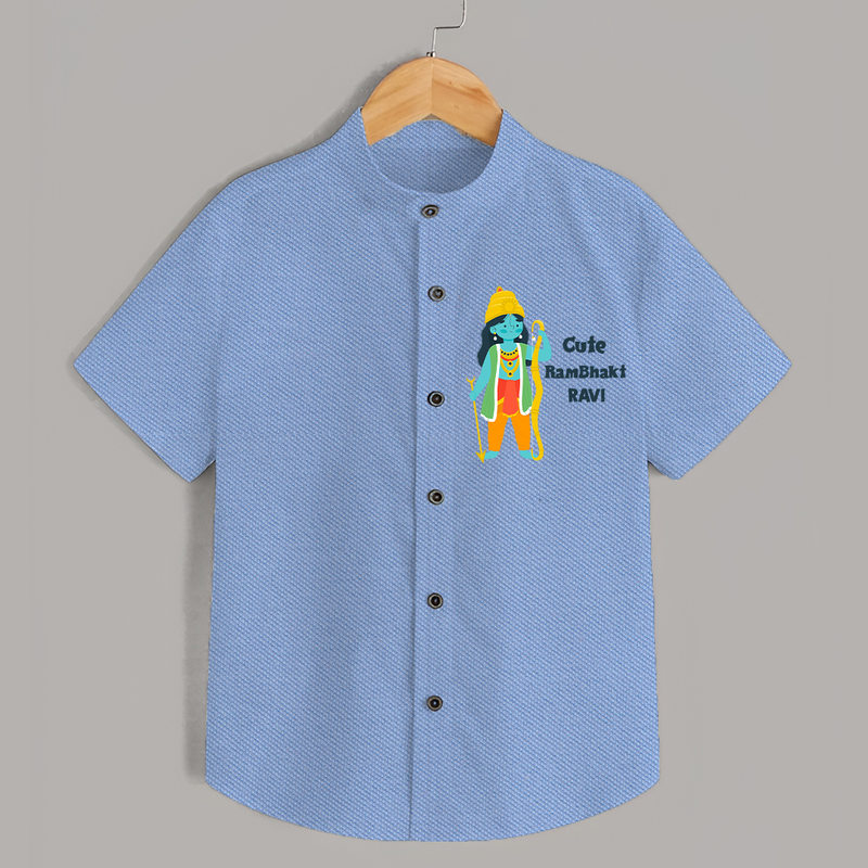 Cute Ram Bhakt  - Customized Ram Themed Shirt For Kids With Name - SKY BLUE - 0 - 6 Months Old (Chest 23")