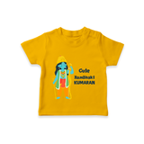 Cute Ram Bhakt Personalized Kids T-Shirt - CHROME YELLOW - 0-5 Months Old (Chest 17")