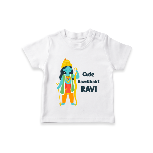 Cute Ram Bhakt Personalized Kids T-Shirt - WHITE - 0-5 Months Old (Chest 17")