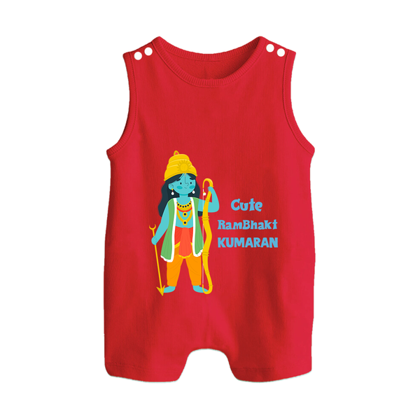 Cute Ram Bhakt Personalized Kids Romper suit - RED - 0 - 5 Months Old (Chest 18")
