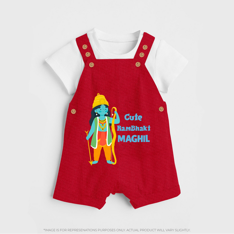 Cute Ram Bhakt Dungaree set | Custom Dungaree set for Ram Bhakt Celebration - RED - 0 - 5 Months Old (Chest 18")