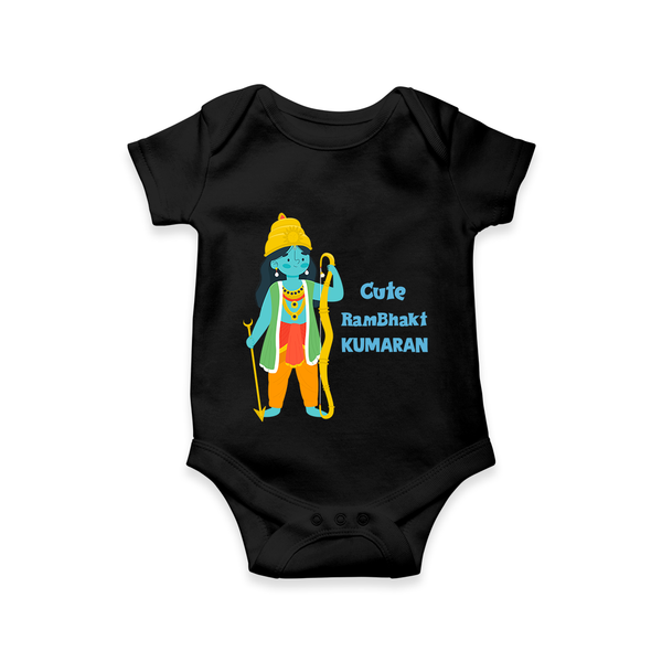 Cute Ram Bhakt Personalized Kids Romper - BLACK - New Born (Chest 14")