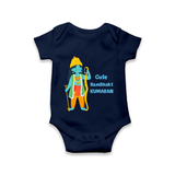 Cute Ram Bhakt Personalized Kids Romper - NAVY BLUE - New Born (Chest 14")