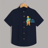 Cute Ram Bhakt Personalized Kids Shirt - NAVY BLUE - 0 - 6 Months Old (Chest 23")