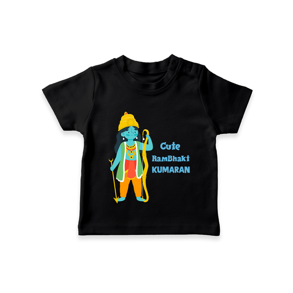 Cute Ram Bhakt Personalized Kids T-Shirt - BLACK - 0-5 Months Old (Chest 17")