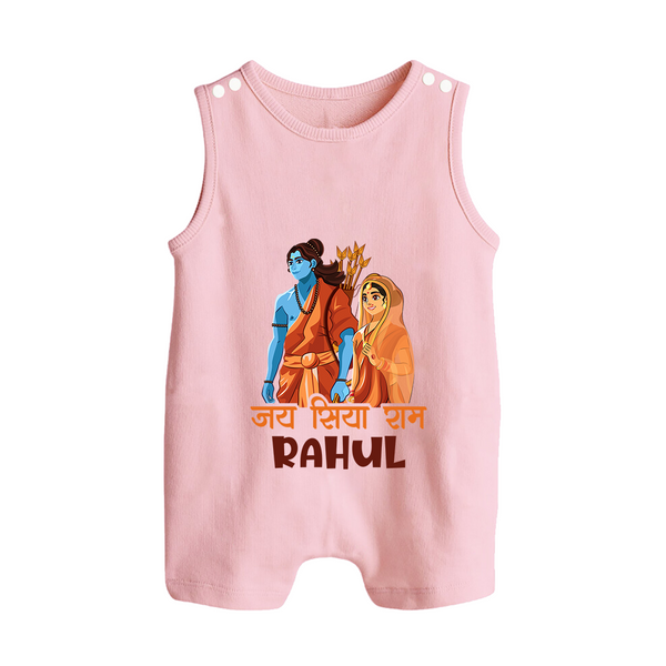 Victory to Sita and Ram Romper Suit | Personalized Romper Suit for Ram Jayanti - BABY PINK - 0 - 5 Months Old (Chest 18")