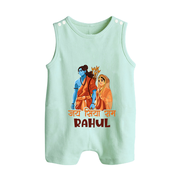 Jai Siya Ram Personalized Kids Romper suit - MINT GREEN - 0 - 5 Months Old (Chest 18")