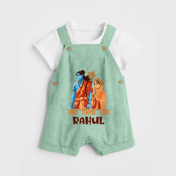 Jai Siya Ram Personalized Kids Dungaree - MINT GREEN - 0 - 5 Months Old (Chest 18")