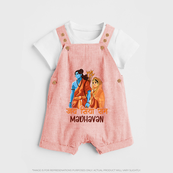 Jai Siya Ram Personalized Kids Dungaree - PEACH - 0 - 5 Months Old (Chest 18")