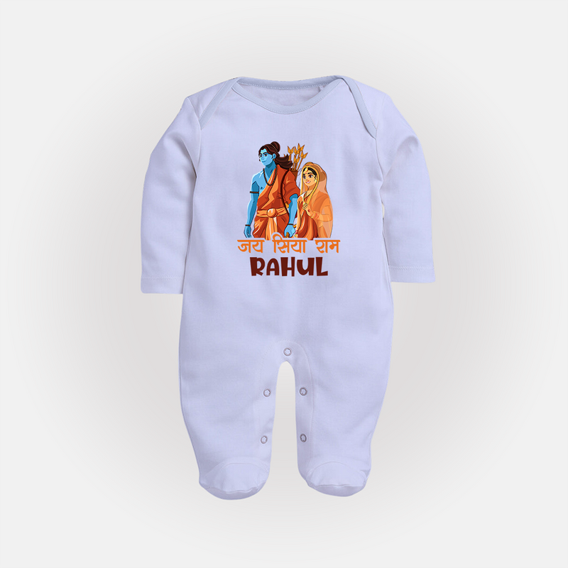 Victory to Sita and Ram Sleep Suit | Personalized Sleep Suit for Ram Jayanti - BABY BLUE - New Born (Chest 7.5")