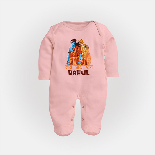 Jai Siya Ram Personalized Kids Fullbody suit - BABY PINK - New Born (Chest 7.5")