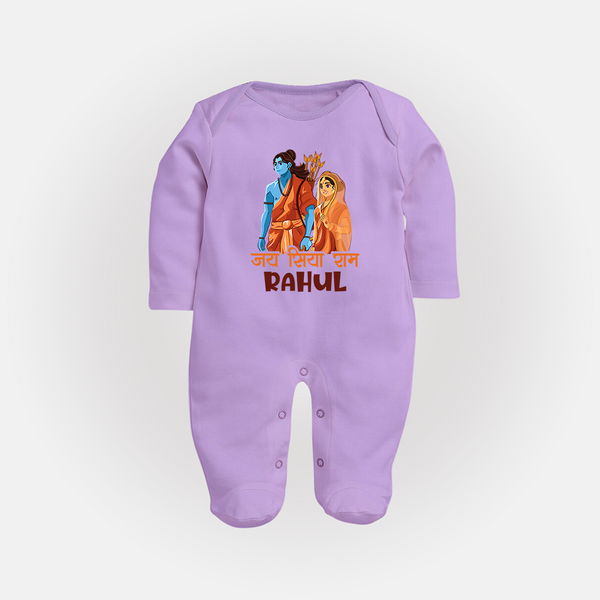 Victory to Sita and Ram Sleep Suit | Personalized Sleep Suit for Ram Jayanti - LILAC - New Born (Chest 7.5")