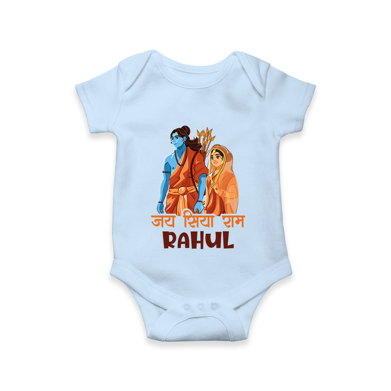 Victory to Sita and Ram Romper | Personalized Romper for Ram Jayanti - BABY BLUE - New Born (Chest 14")