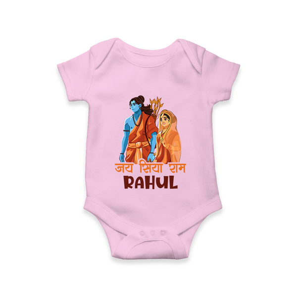 Victory to Sita and Ram Romper | Personalized Romper for Ram Jayanti - BABY PINK - New Born (Chest 14")