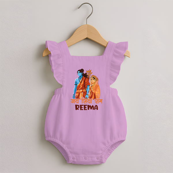 Jai Siya Ram Personalized Kids Romper Frock - BABY PINK - 0 - 3 Months Old (Chest 19")