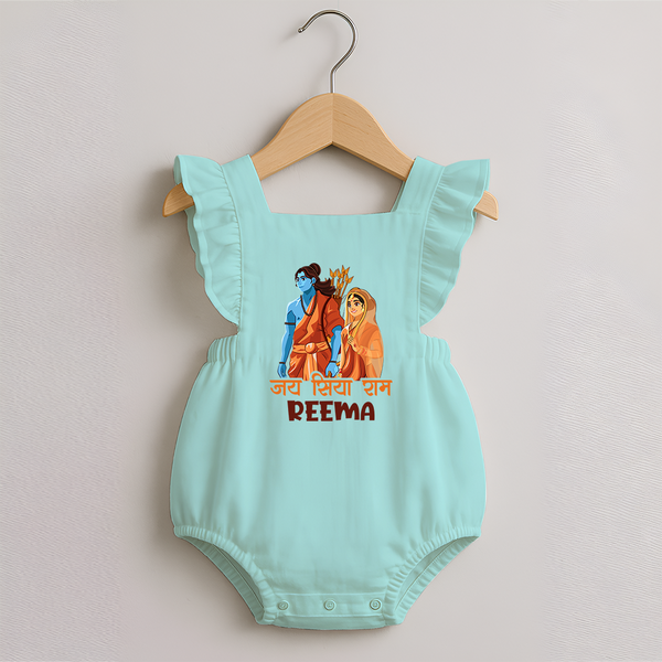 Jai Siya Ram Personalized Kids Romper Frock - MINT GREEN - 0 - 3 Months Old (Chest 19")