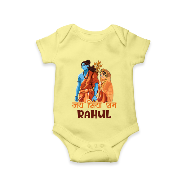 Victory to Sita and Ram Romper | Personalized Romper for Ram Jayanti - PASTEL YELLOW - New Born (Chest 14")
