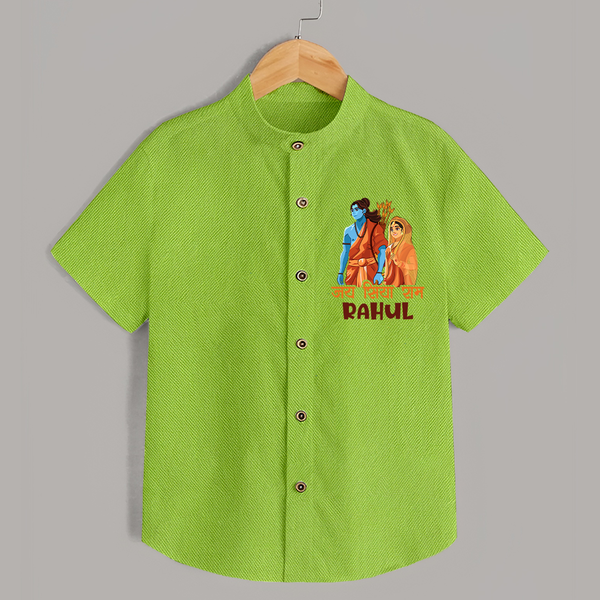 Victory to Sita and Ram Shirt | Personalized Shirt for Ram Jayanti - LIME GREEN - 0 - 6 Months Old (Chest 23")