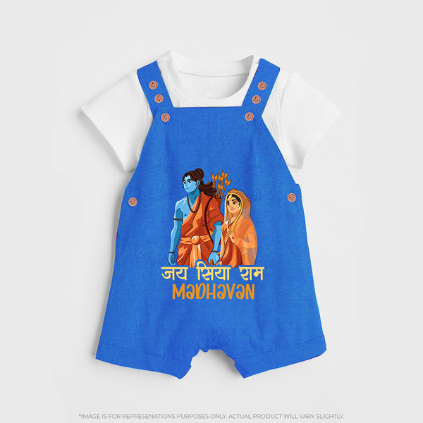 Jai Siya Ram Personalized Kids Dungaree - COBALT BLUE - 0 - 5 Months Old (Chest 18")