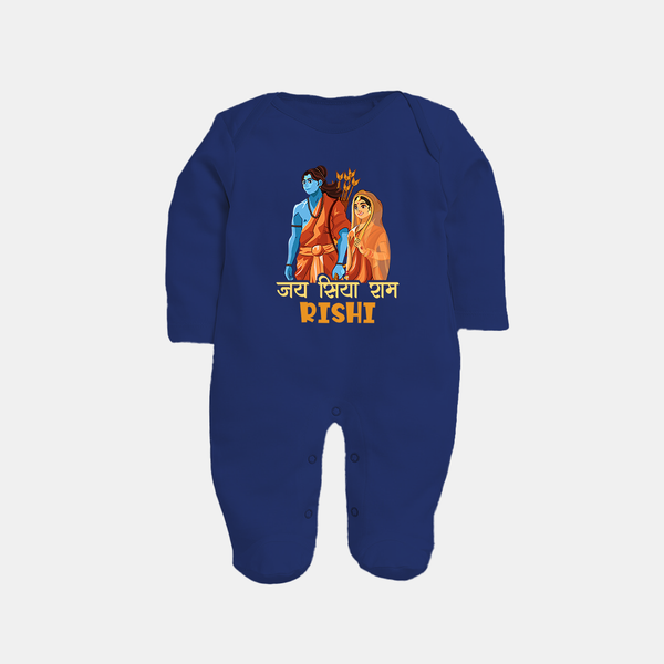 Victory to Sita and Ram Sleep Suit | Personalized Sleep Suit for Ram Jayanti - NAVY BLUE - New Born (Chest 7.5")