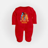 Victory to Sita and Ram Sleep Suit | Personalized Sleep Suit for Ram Jayanti - RED - New Born (Chest 7.5")