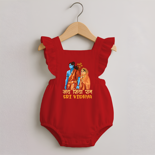 Victory to Sita and Ram Romper Frock | Personalized Romper Frock for Ram Jayanti - RED - 0 - 3 Months Old (Chest 19")