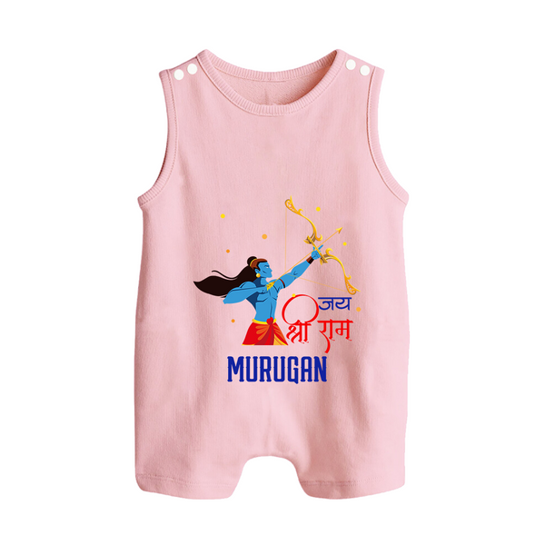 Jai Shri Ram Devotional Kids Romper suit - BABY PINK - 0 - 5 Months Old (Chest 18")