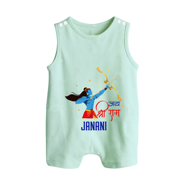 Jai Shri Ram Devotional Kids Romper suit - MINT GREEN - 0 - 5 Months Old (Chest 18")