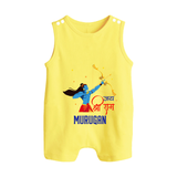 Jai Shri Ram Devotional Kids Romper suit - PASTEL YELLOW - 0 - 5 Months Old (Chest 18")