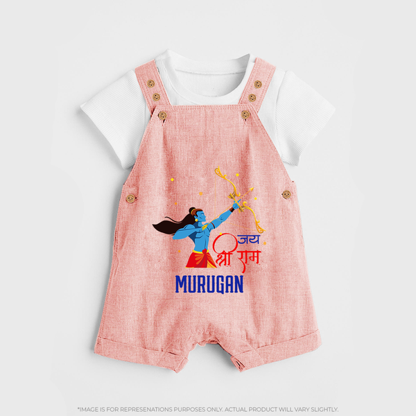 Jai Shri Ram Devotional Kids Dungaree - PEACH - 0 - 5 Months Old (Chest 18")