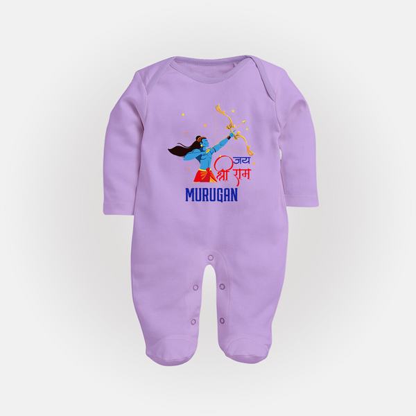 Jai Shri Ram Devotional Kids Fullbody suit - LILAC - New Born (Chest 7.5")
