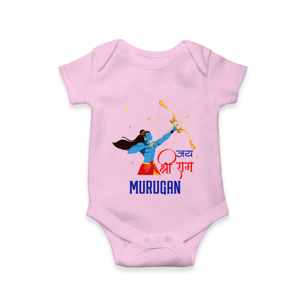 Jai Shri Ram Devotional Kids Romper - BABY PINK - New Born (Chest 14")