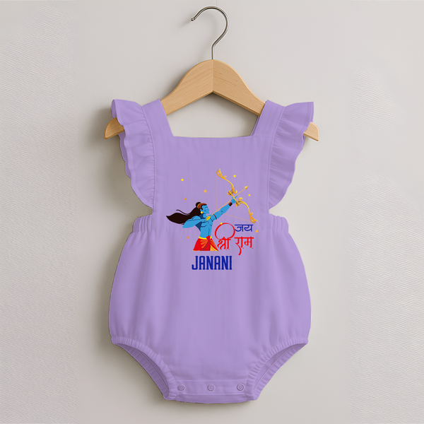 Victory to Lord Ram Romper Frock | Custom Romper Frock for Ram Bhakt - LILAC - 0 - 3 Months Old (Chest 19")