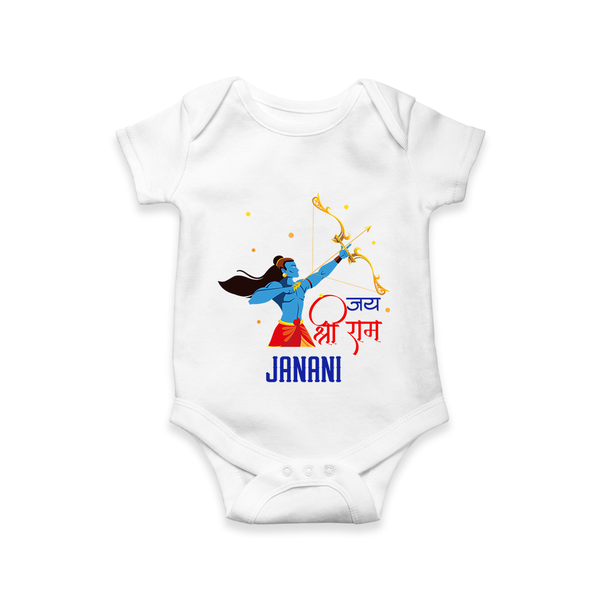 Victory to Lord Ram Romper | Custom Romper for Ram Bhakt - WHITE - New Born (Chest 14")