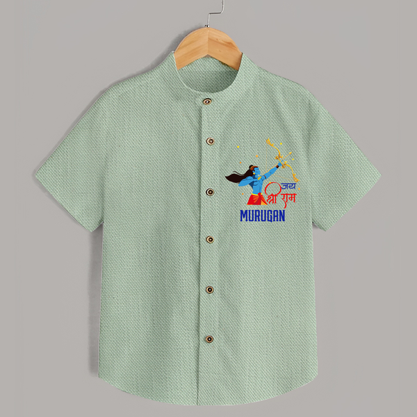 Jai Shri Ram Devotional Kids Shirt - MINT GREEN - 0 - 6 Months Old (Chest 23")