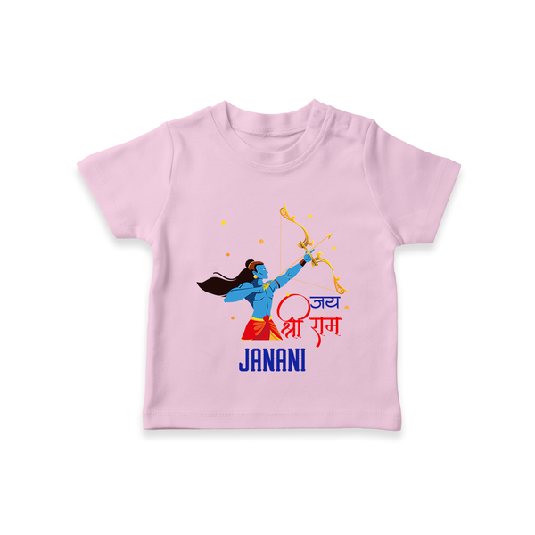 Jai Shri Ram Devotional Kids T-Shirt - BABY PINK - 0-5 Months Old (Chest 17")