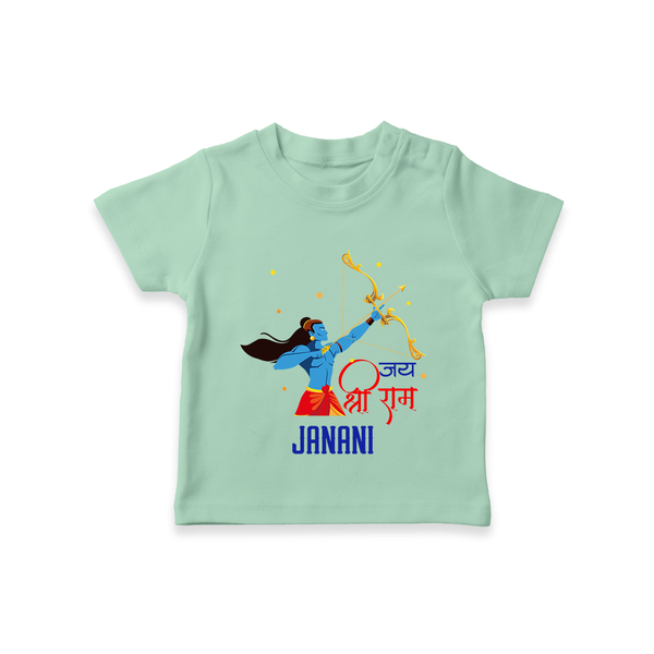 Victory to Lord Ram T-Shirt | Custom T-Shirt for Ram Bhakt - MINT GREEN - 0-5 Months Old (Chest 17")