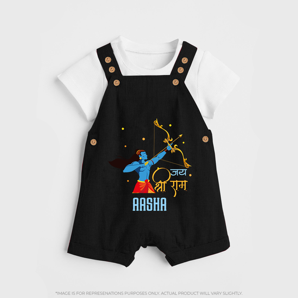 Jai Shri Ram Devotional Kids Dungaree - BLACK - 0 - 5 Months Old (Chest 18")
