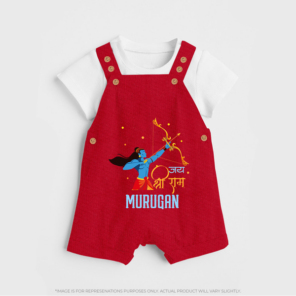 Jai Shri Ram Devotional Kids Dungaree - RED - 0 - 5 Months Old (Chest 18")