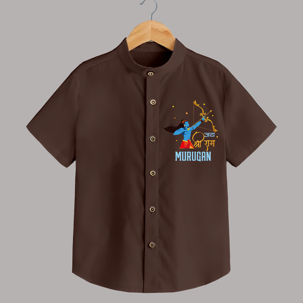 Jai Shri Ram Devotional Kids Shirt - CHOCOLATE BROWN - 0 - 6 Months Old (Chest 23")