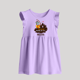 Victory to King Shri Ramachandra of Ayodhya Baby Frock | Personalized Baby Frock for Ram Bhakt - LILAC - 0 - 3 Months Old (Chest 17")
