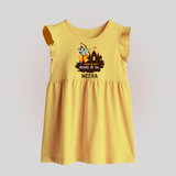 Victory to King Shri Ramachandra of Ayodhya Baby Frock | Personalized Baby Frock for Ram Bhakt - PASTEL YELLOW - 0 - 3 Months Old (Chest 17")