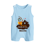 Victory to King Shri Ramachandra of Ayodhya Romper Suit | Personalized Romper Suit for Ram Bhakt - BABY BLUE - 0 - 5 Months Old (Chest 18")